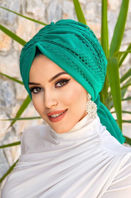 Bahar Yeşili File Tokalı Bone - Thumbnail