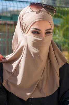 Bej Oversize Hijab - Thumbnail