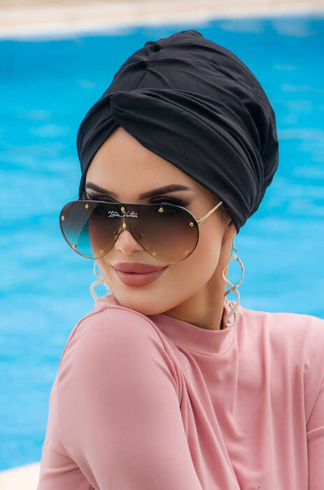 Black Hijab Swimming Caps