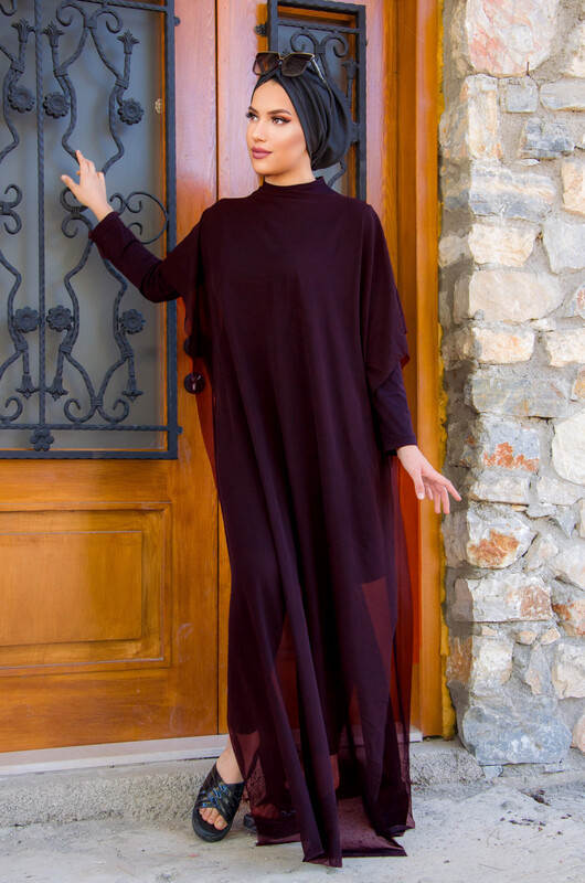Aişe Tesettür - Bordo Tesettür Pareo (1)