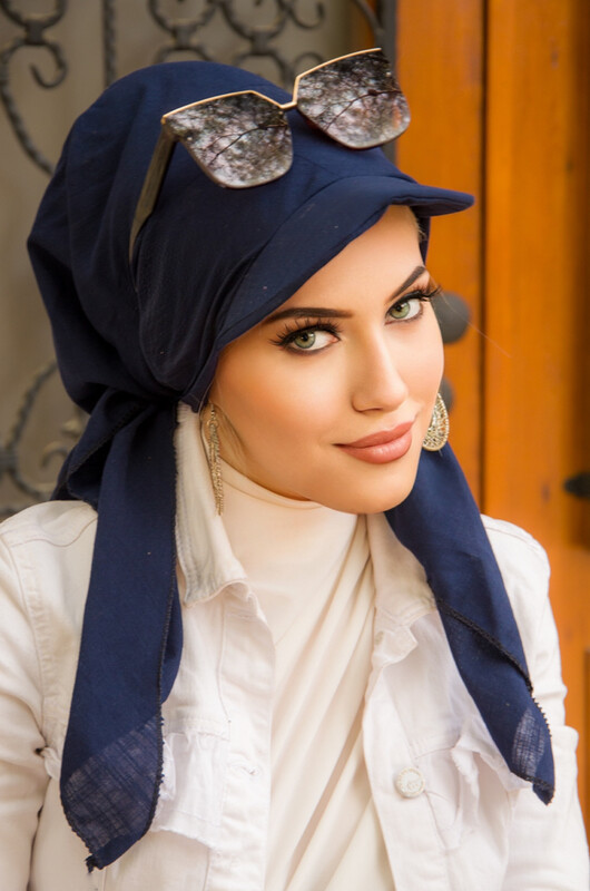 Lacivert Kepli Bandana - Thumbnail