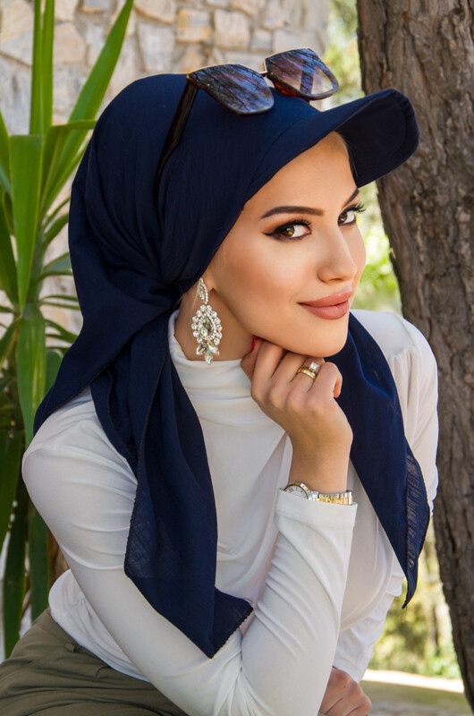 Lacivert Kepli Bandana - Thumbnail