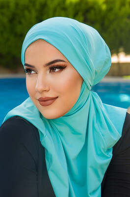 Aişe Tesettür - Mint Hijab Havuz ve Deniz Bonesi (1)