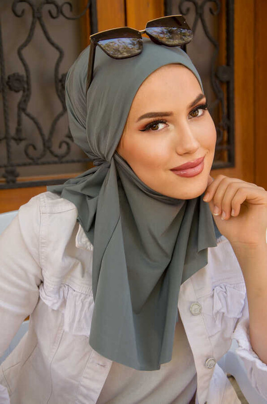Nefti Yeşil Oversize Hijab - Thumbnail