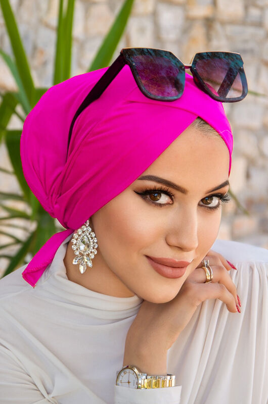 Neon Pembe Çapraz Bantlı Deniz & Havuz Bonesi