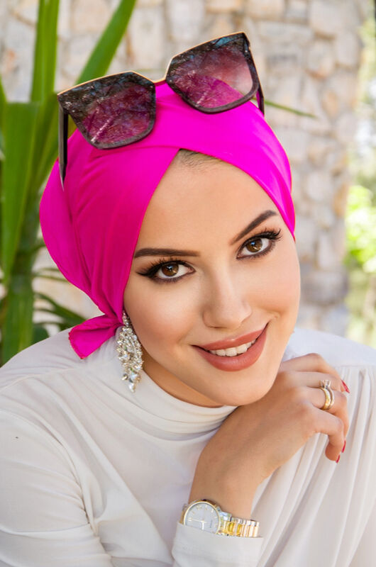 Neon Pembe Çapraz Bantlı Deniz & Havuz Bonesi