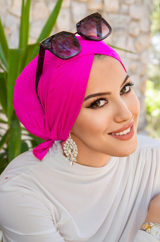 Neon Pembe Çapraz Bantlı Deniz & Havuz Bonesi