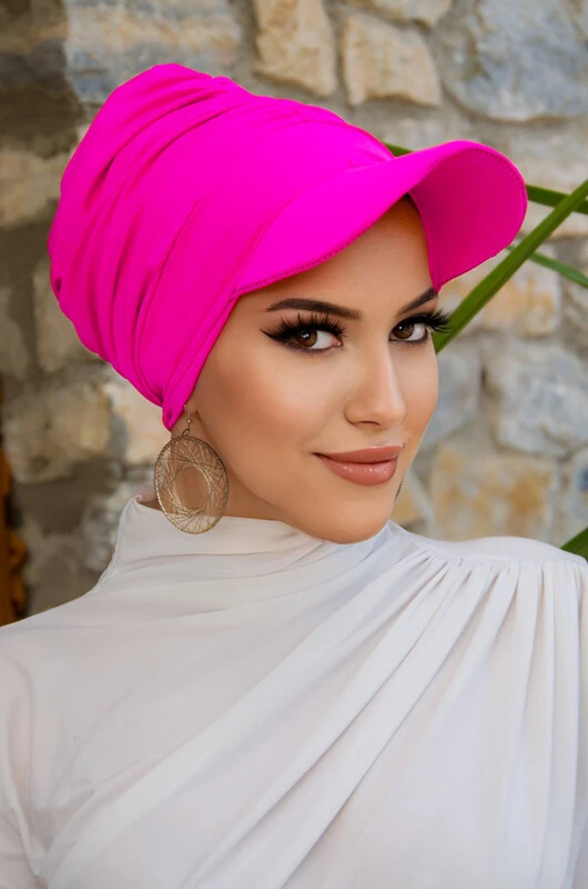 Aişe Tesettür - Neon Pembe Havuz & Deniz Şapkası / Mayo Üstüne Kullanılabilir