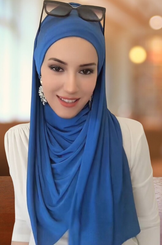 Aişe Tesettür - Petrol Mavi Bandana Bone Şal