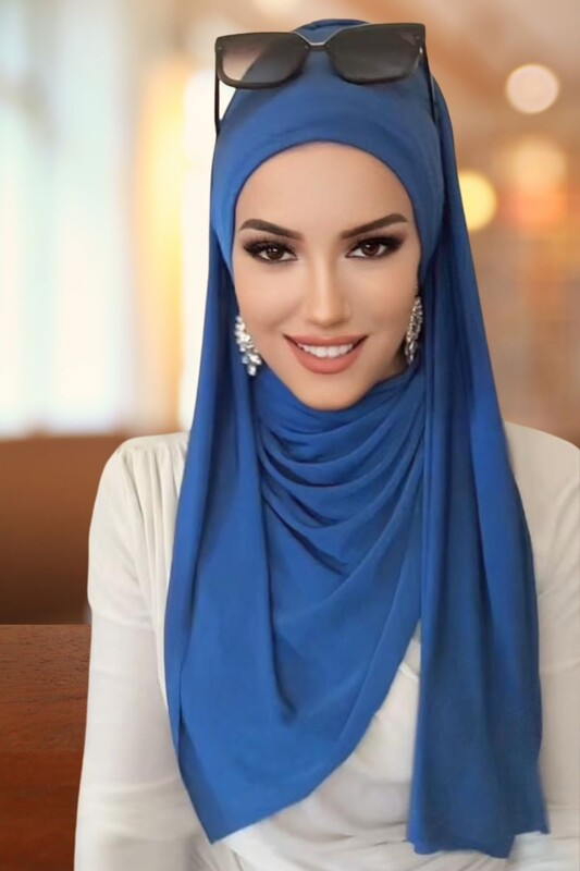 Aişe Tesettür - Petrol Mavi Bandana Bone Şal