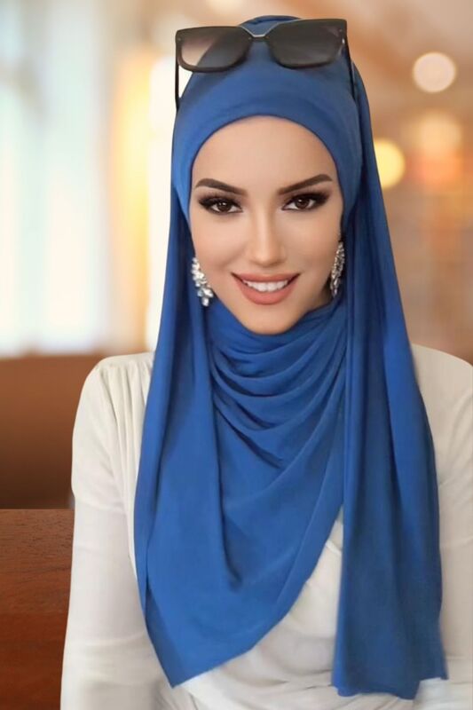Petrol Mavi Bandana Bone Şal