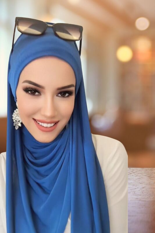 Petrol Mavi Bandana Bone Şal