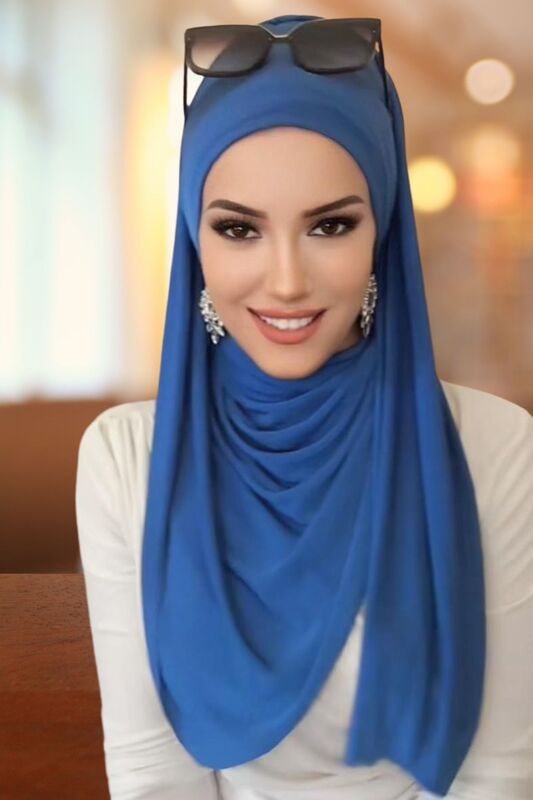 Petrol Mavi Bandana Bone Şal