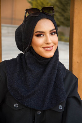  - Siyah Triko Kışlık Oversize Hijab (1)