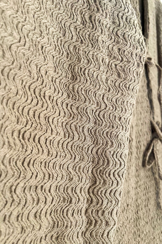 Taş Rengi Önü Bağlamalı Kimono Tunik / Likralı Ütü İstemez Kumaş